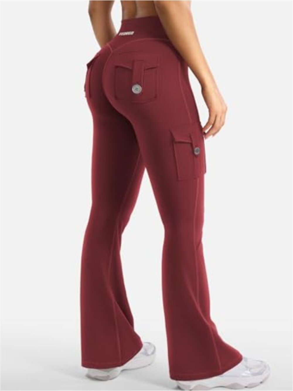 Flare Leggings High Rise Compression Hidden Scrunchie Bootcut Pockets - Picture 6 of 6